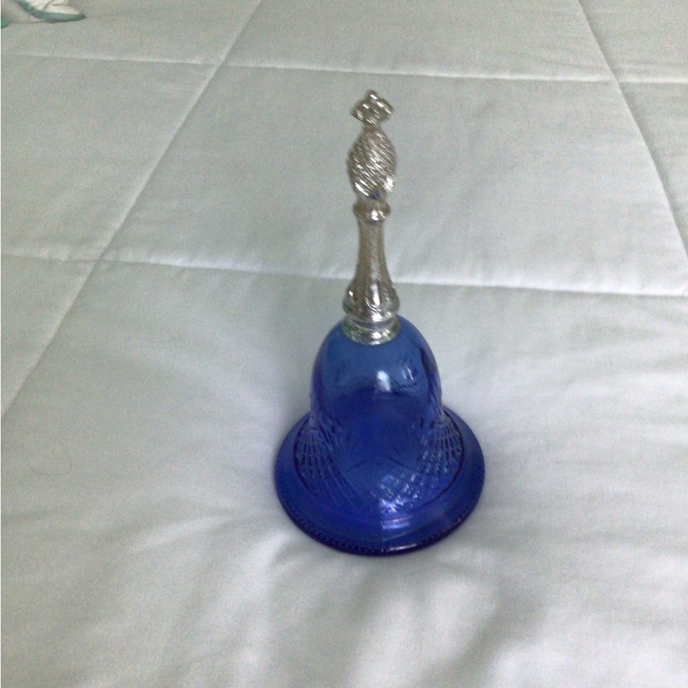 Vintage 1976 Avon - Cobalt Blue Pressed Glass Bell Cologne Decanter - empty